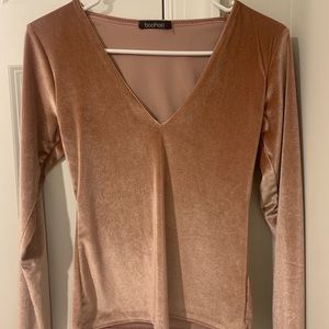 Boohoo Velvet long sleeve shirt